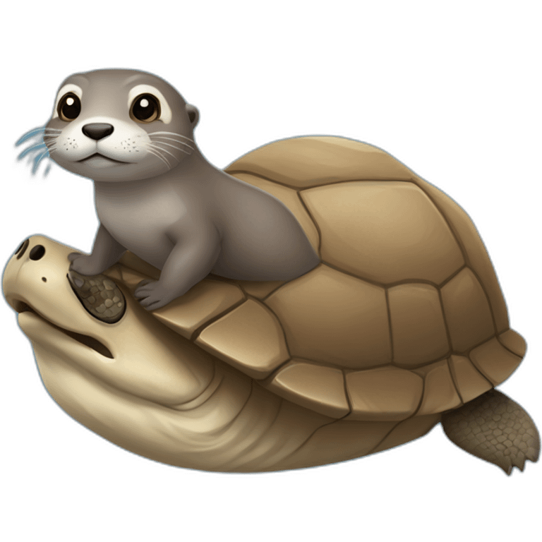 Loutre sur une tortue emoji