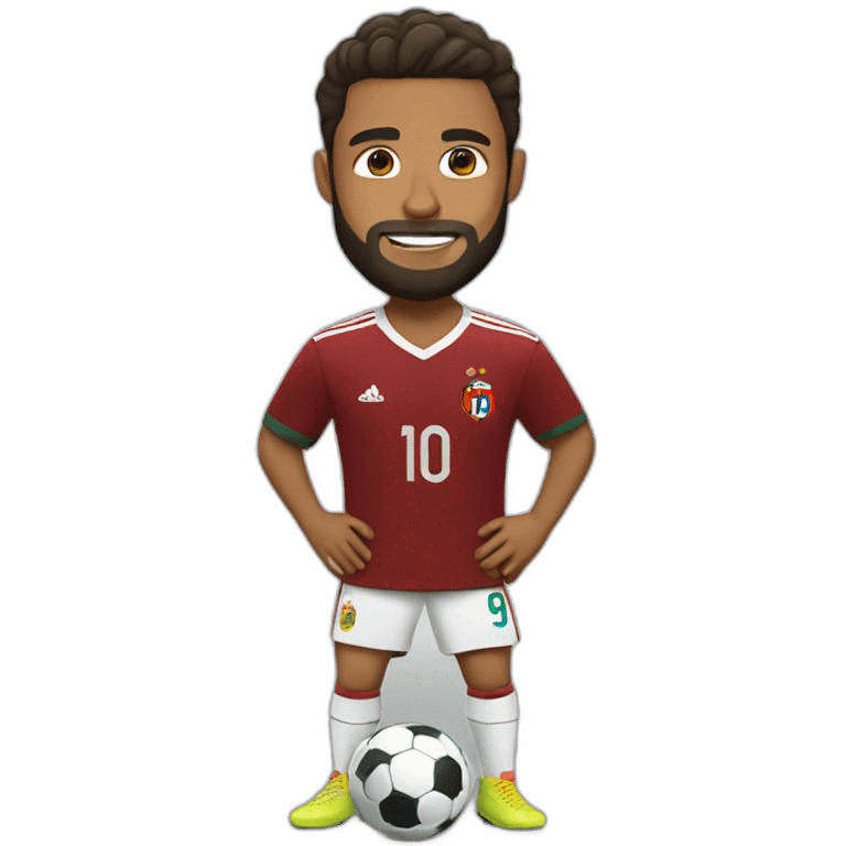 litlle brown man with a beard playing football with Ronaldo emoji