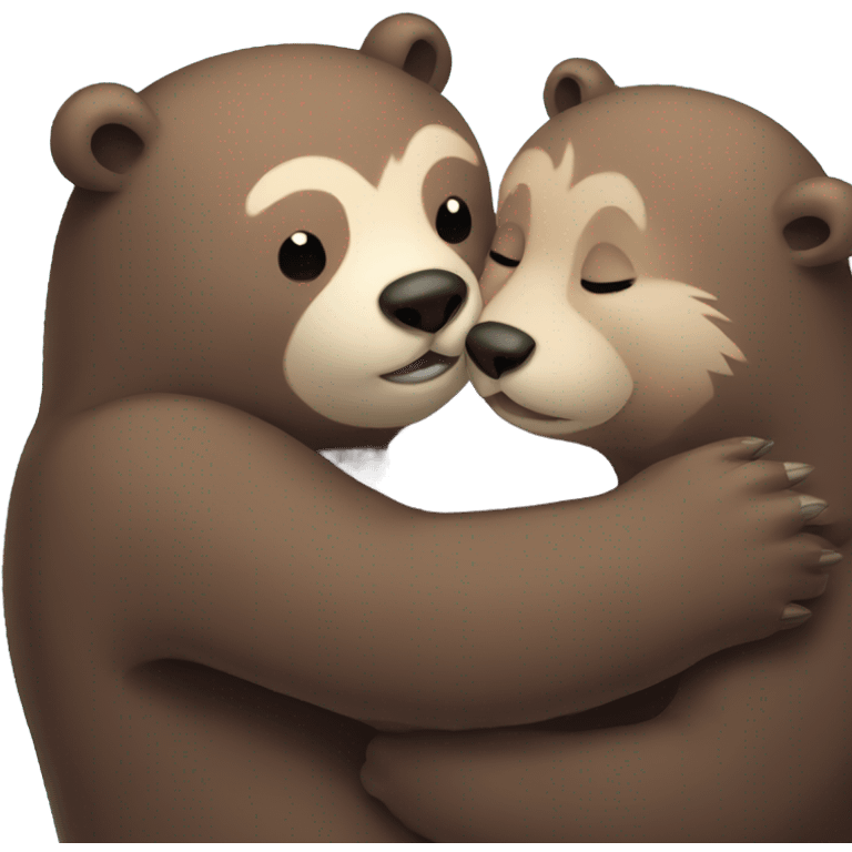 Bear hugging otter emoji