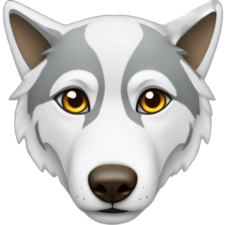 White and gray wolf with brown eyes emoji