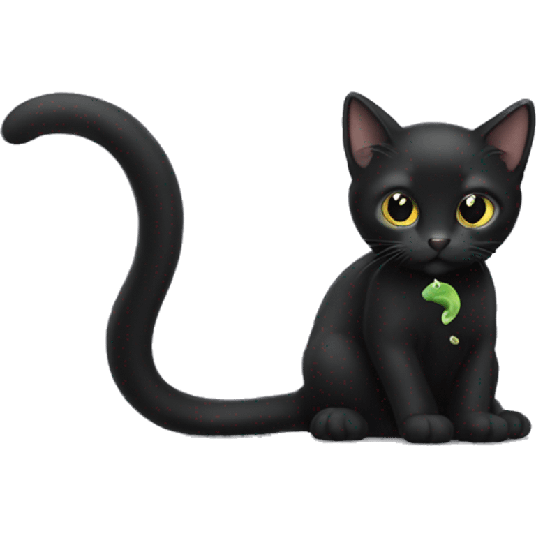 black cat kitten that has a tadpole tail emoji