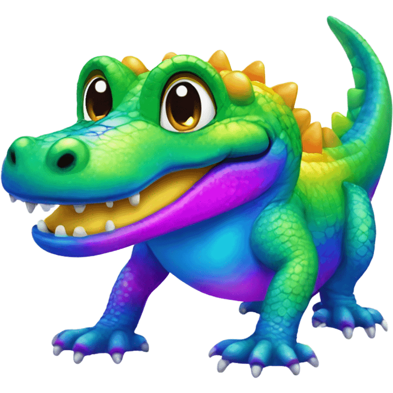 Lisa Frank rainbow cute alligator  emoji