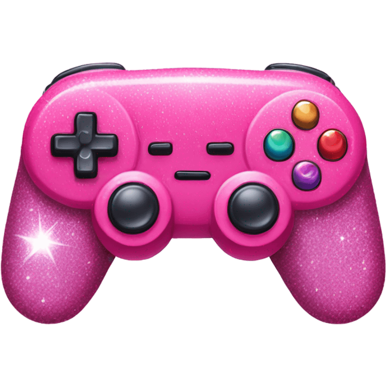 Pink ombre gaming console with glitter emoji