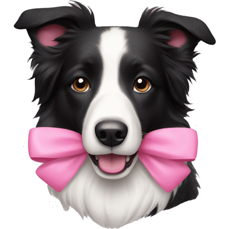 border collie with pink bow emoji