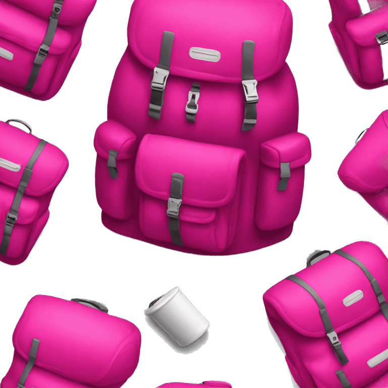 Realistic hot pink camping backpack isolated.  emoji