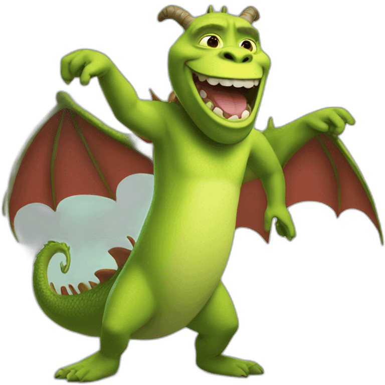 Shreck dancing on a dragon emoji