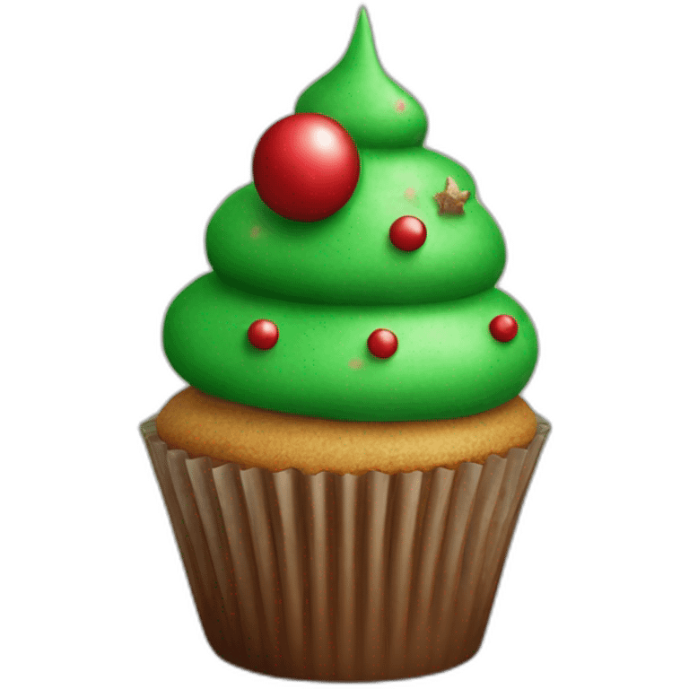 Happy Christmas tree cupcake emoji