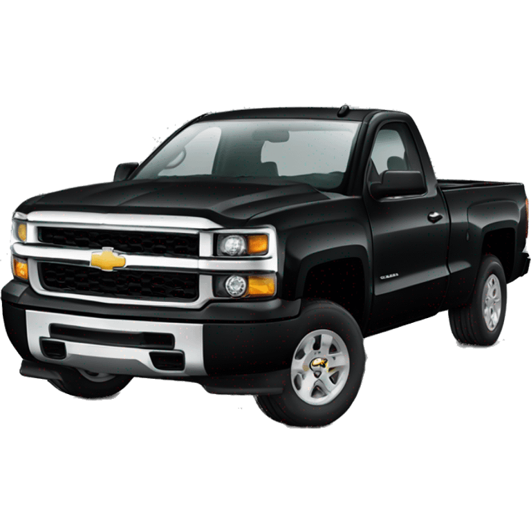 A black, single cab, Chevy Silverado emoji