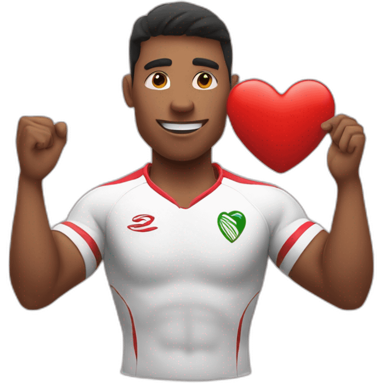 Rugby player and a heart sign with hands emoji