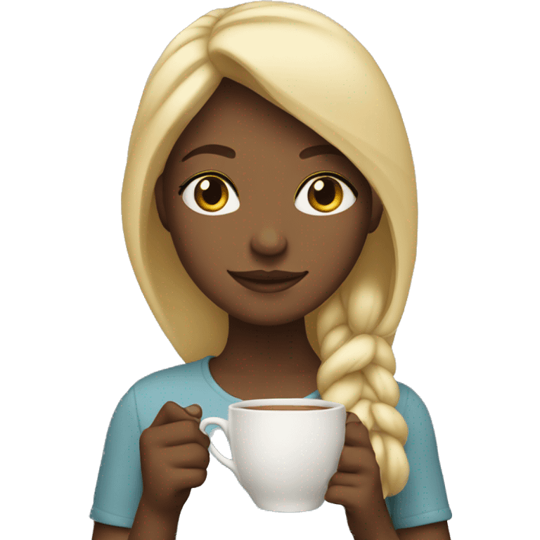 blonde girl holding cup of tea emoji