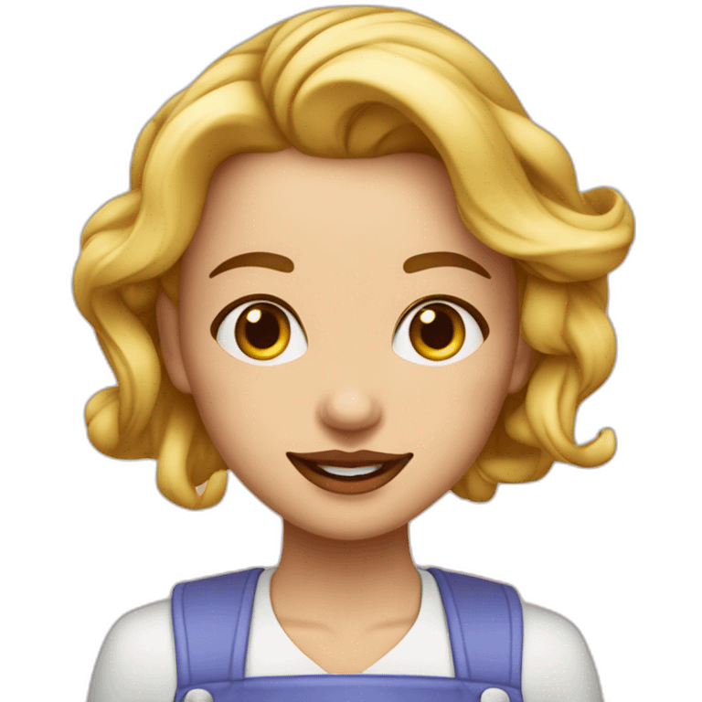 Cocinera rubia con labios pintados y pendientes de aro emoji