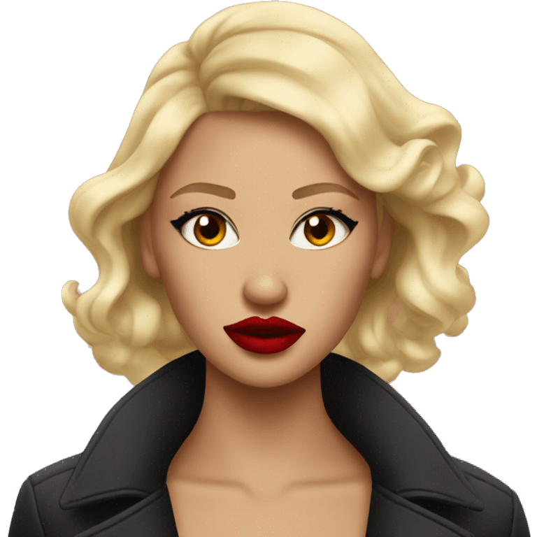 Blonde baddie with red lipstick iconic look emoji