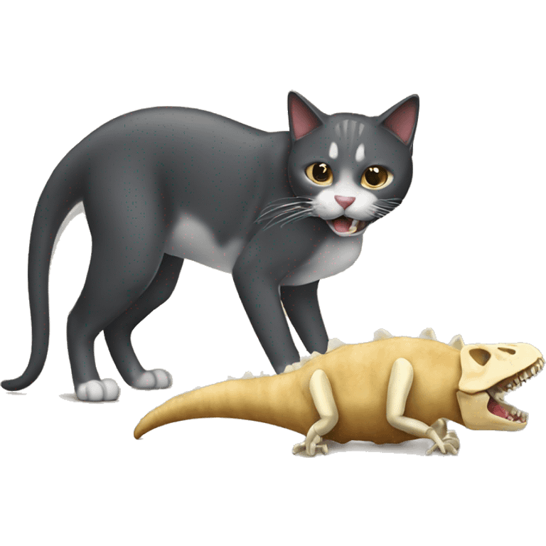 Cat eating dinosaur bones emoji