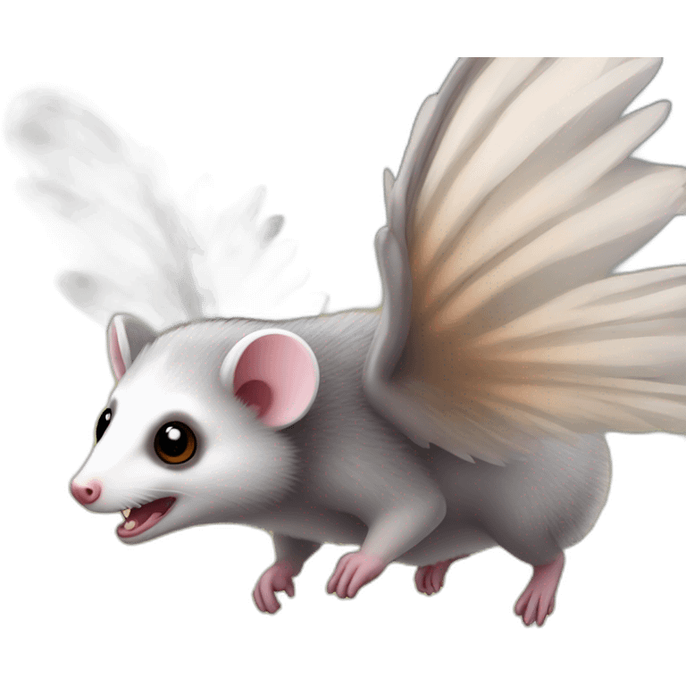 Adult wild opossum flying with wings  emoji