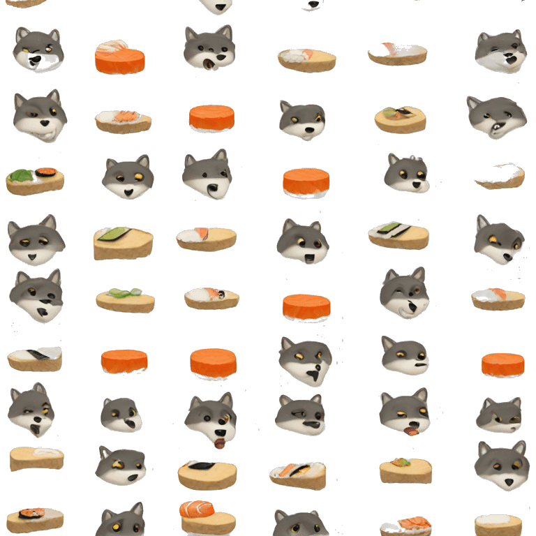 wolf eating sushi emoji