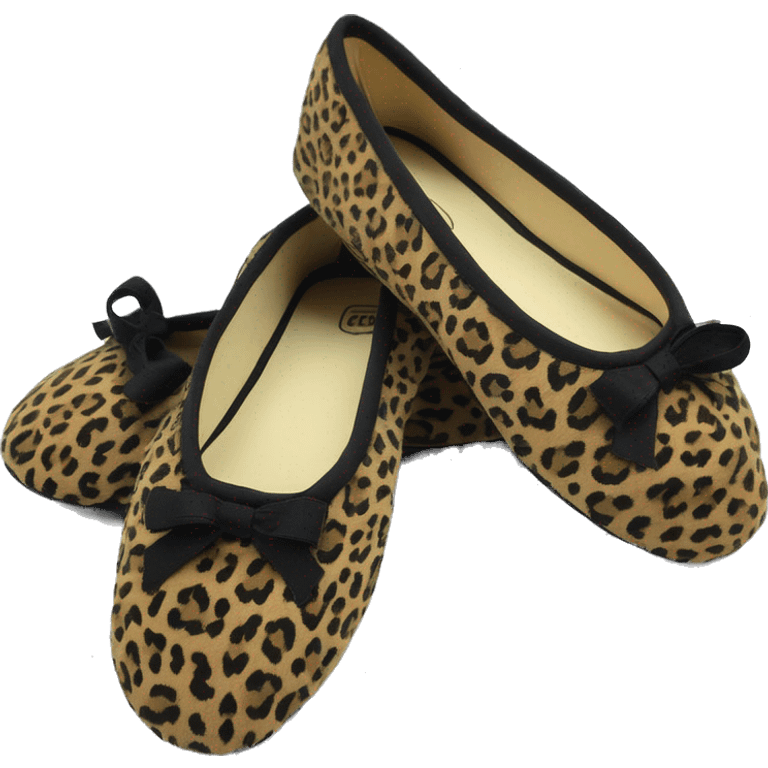 Chaussons ballerines isotoner avec noeud pour femme en tissu semelle du dessous en cuir de couleur leopard très féminine porter  emoji