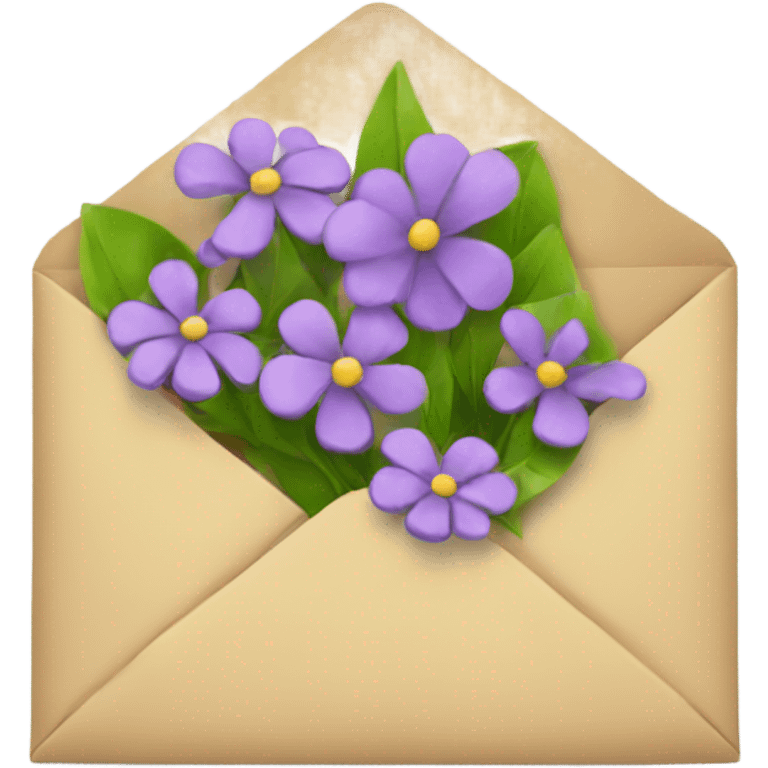 An opened envelope that has flowers coming out of it emoji