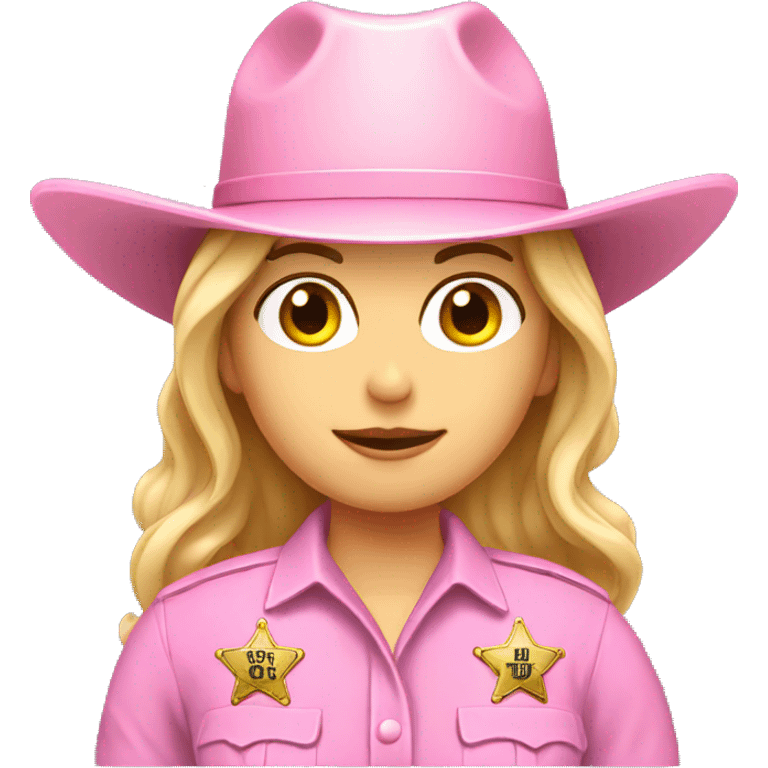 female sheriff pink hat Caucasian  emoji