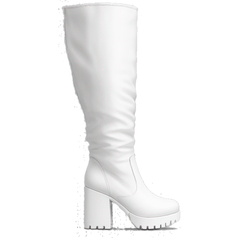 white knee high chunky heel boots emoji