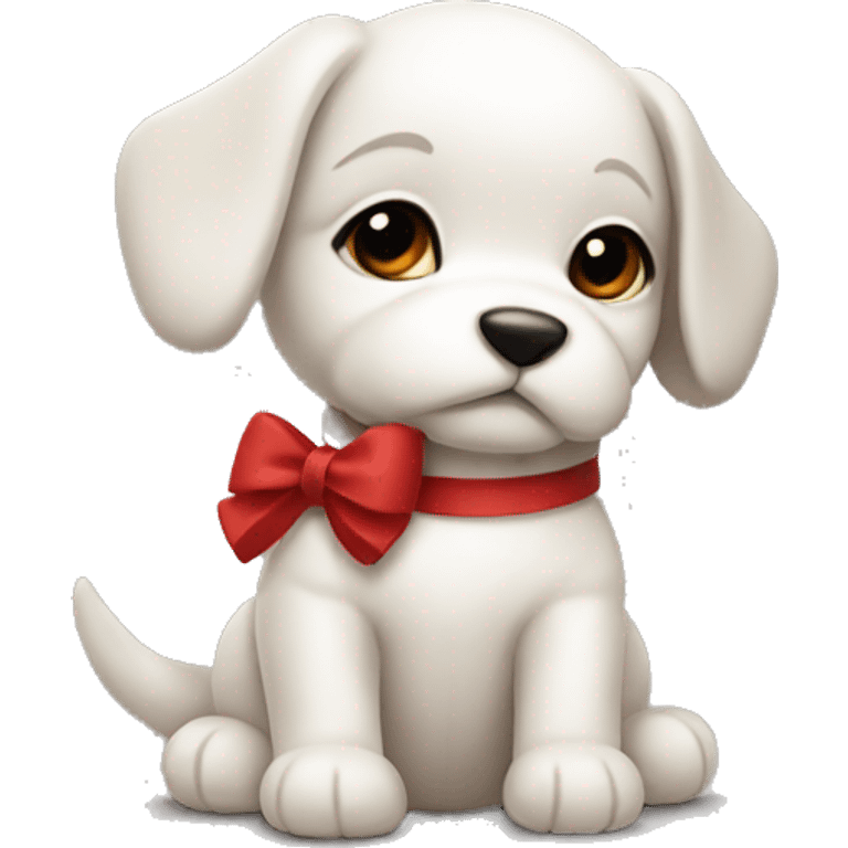 Shiatsu puppy with red bow emoji