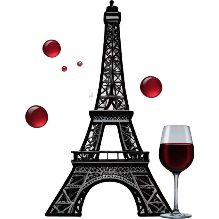 effel tower with red wine emoji