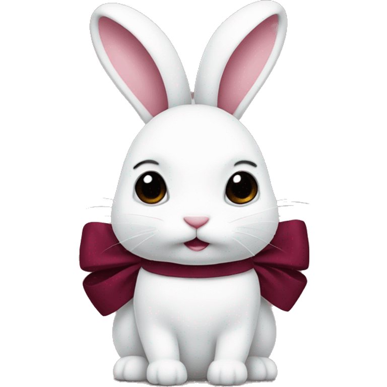 White bunny with burgundy bow emoji