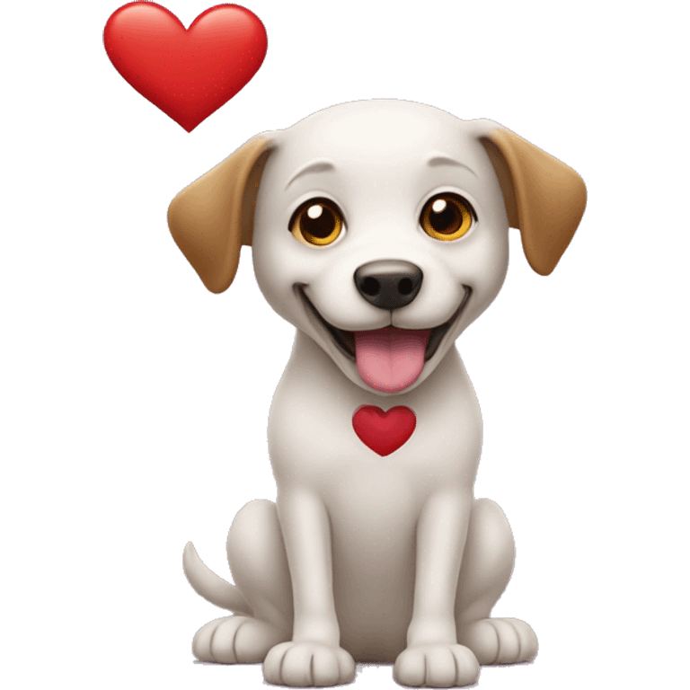 Dog holding up heart emoji