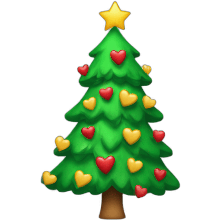 christmas tree with heart decorations emoji