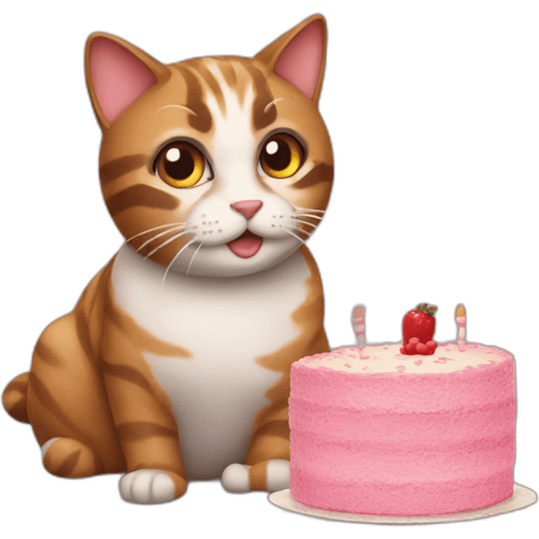 A cat with a cake emoji