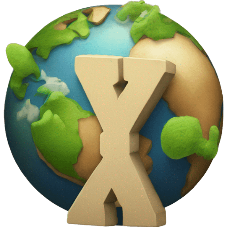 the letter "X" and the planet earth emoji