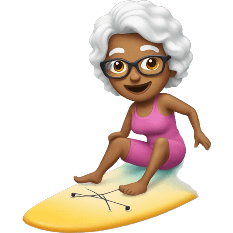 Grandma on surfboard emoji