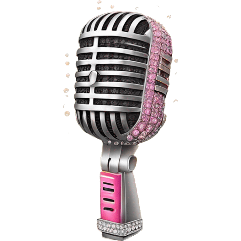 Orange and pink gradient microphone with rhinestones  emoji