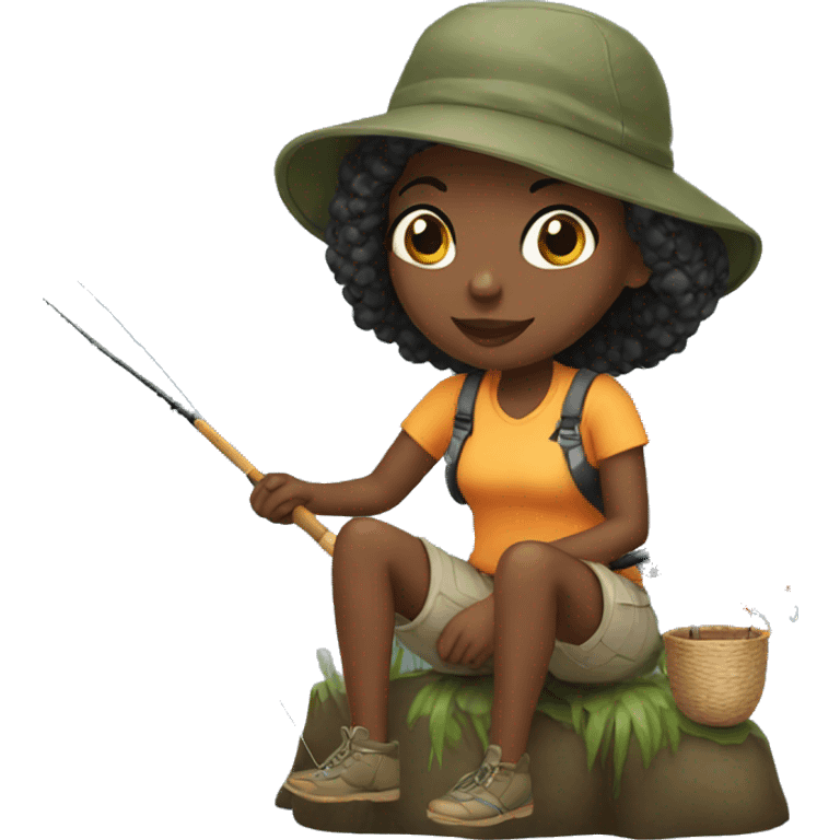 Black girl fishing emoji