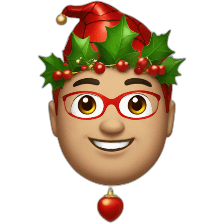 Fat spiderman with a festive holly crown emoji