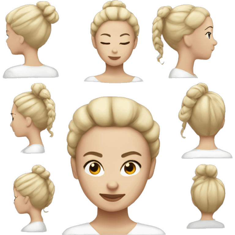 women white with blonde hair tied up in a bun emoji