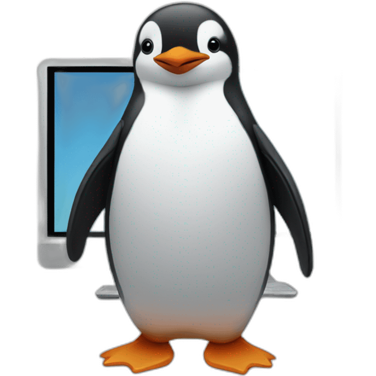 kawaï penguin on a computer screen emoji