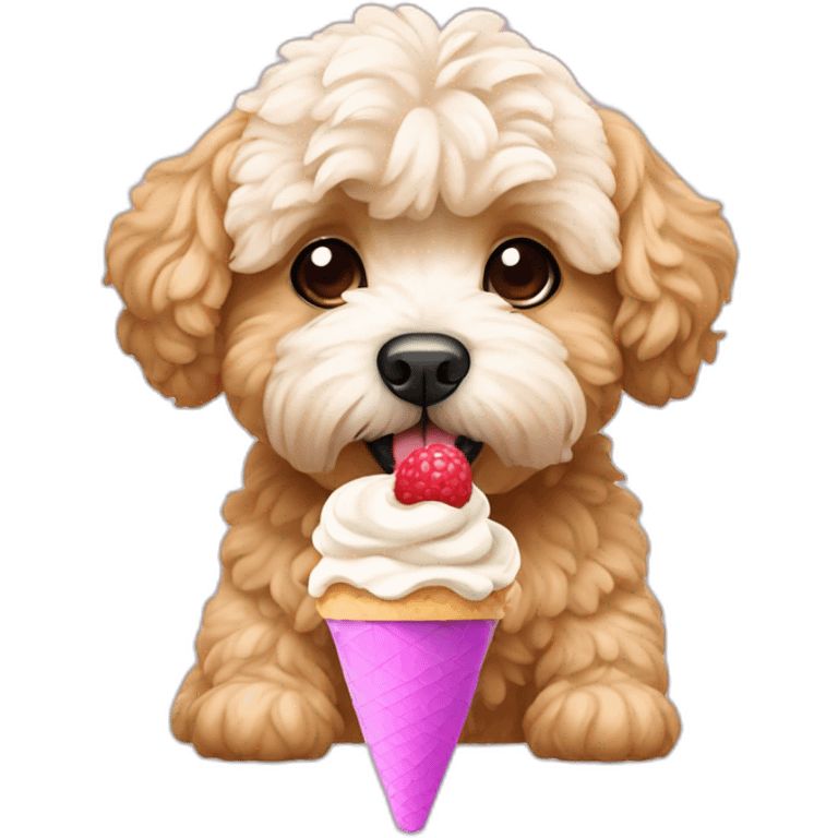 Maltipoo eating ice cream emoji