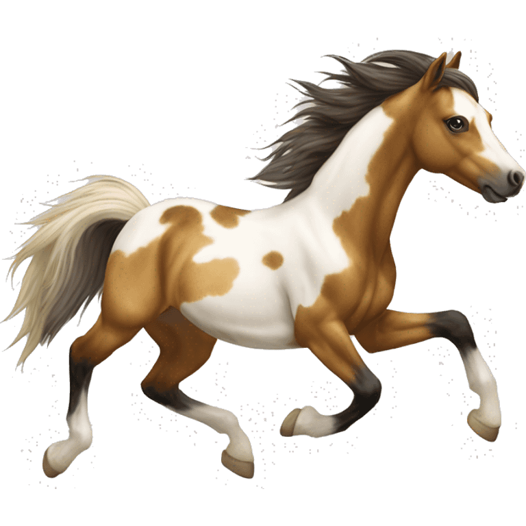 Scruffy scarred scratched scratches scratch scars Piebald tricolor palomino yellow brown pony with dark brown spots galloping running emoji