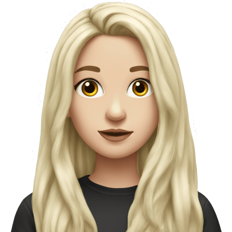 Hyperrealistic beautiful white girl, with long black hair  emoji