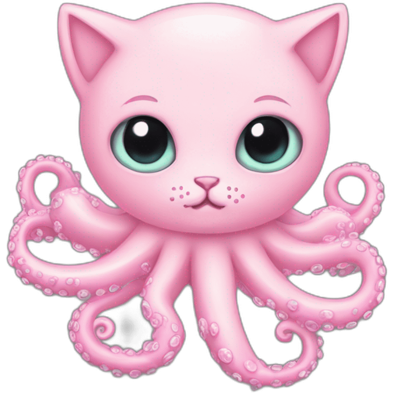 Light pink cat pink sparkly cat eyes  cute fluffy Octopus Tentacles body emoji