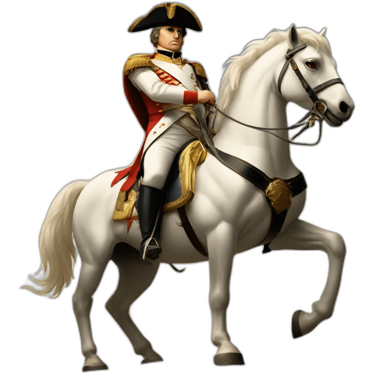 serious angry napoleon on white horse hold a golden eagle emoji