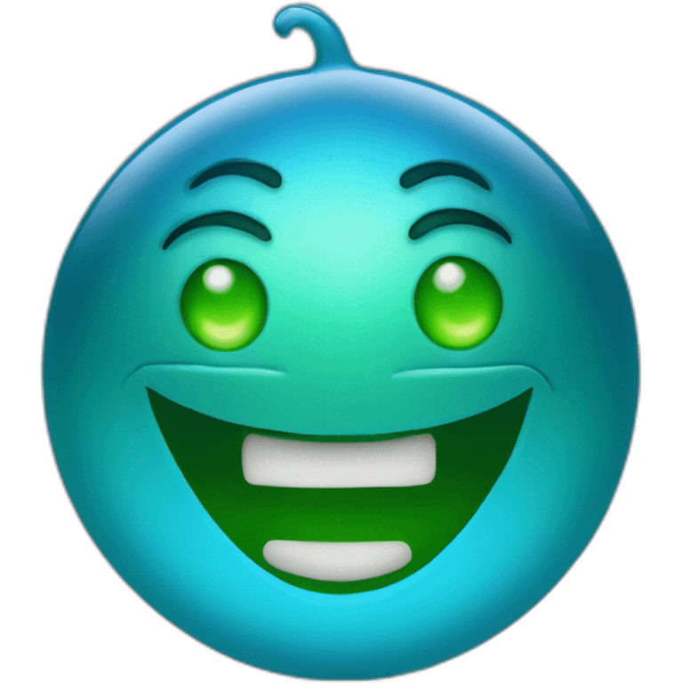 blue magic ball with a green face emoji