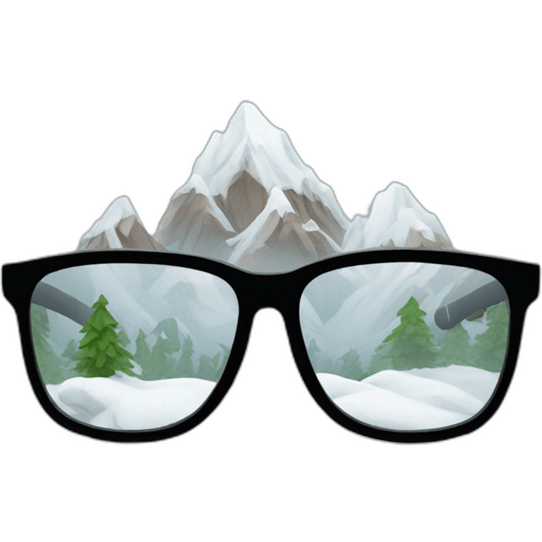 Snowing mountain with glasses  emoji