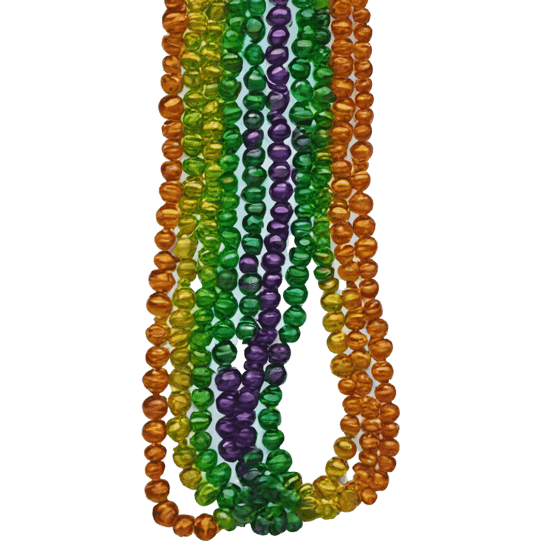 Realistic full image transparent glass mardi gras color bead necklaces. emoji