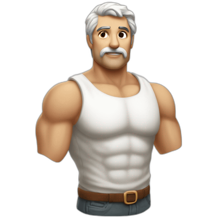 homem musculoso igual a Roma antiga. Mármore branco. Sem roupas. O bico do peito está em destaque emoji