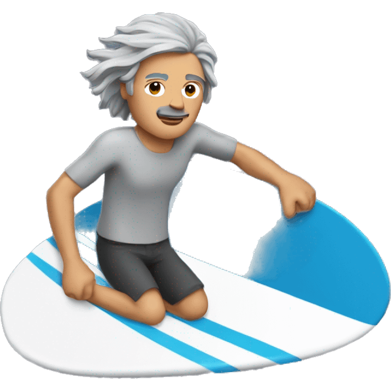 Long Grey haired (shoulder length hair) man surfing shirt off no glasses emoji