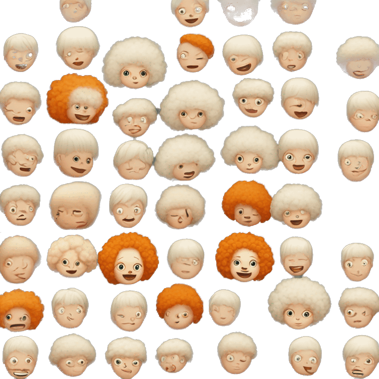 Short albino girl with orange afro emoji