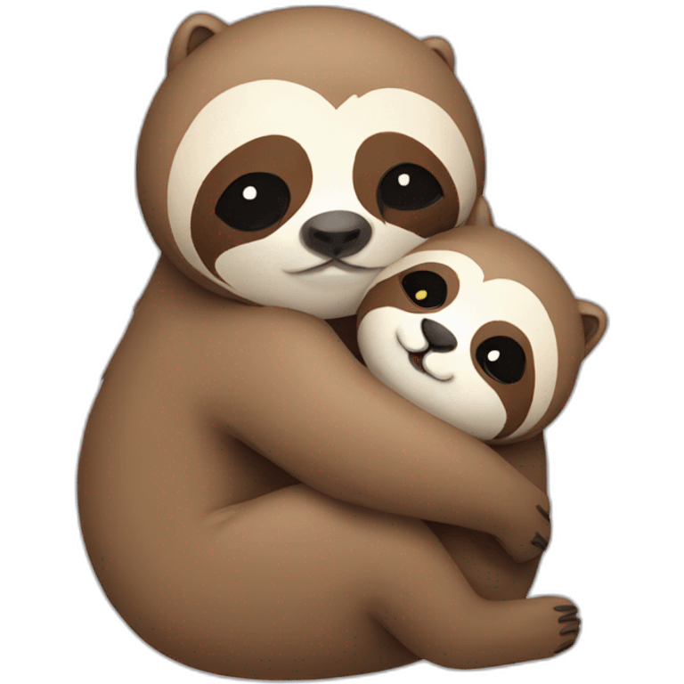 sloth hugging a cat emoji