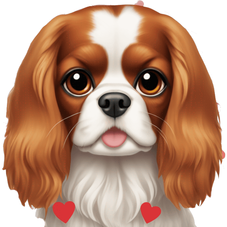 Cavalier King Charles spaniel with red hearts for eyes emoji