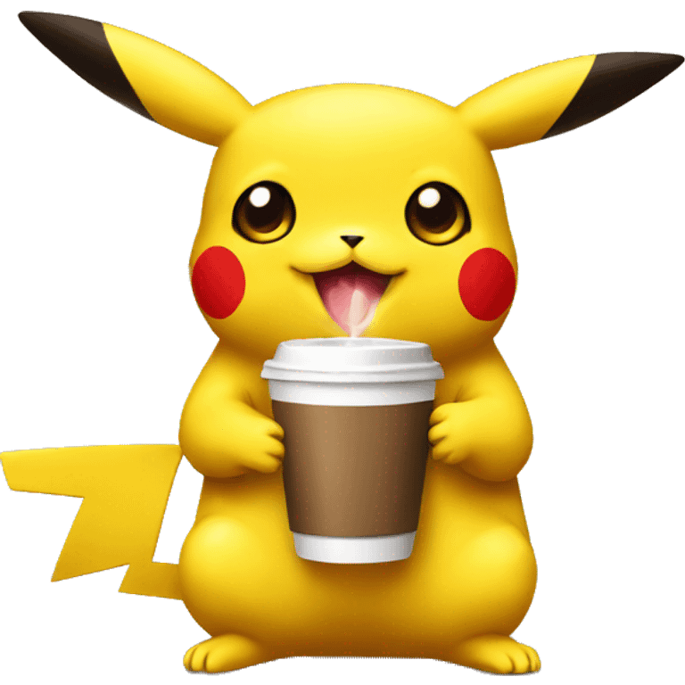 Pikachu drinking coffee emoji